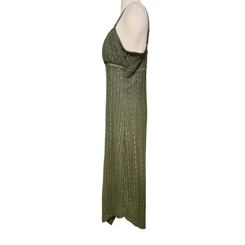 No Boundaries Lace Babydoll Maxi Dress Womens XL Green Coquette Hanky Hem Fairy